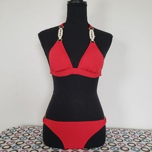 Dark Red 2-Pc Swimsuit